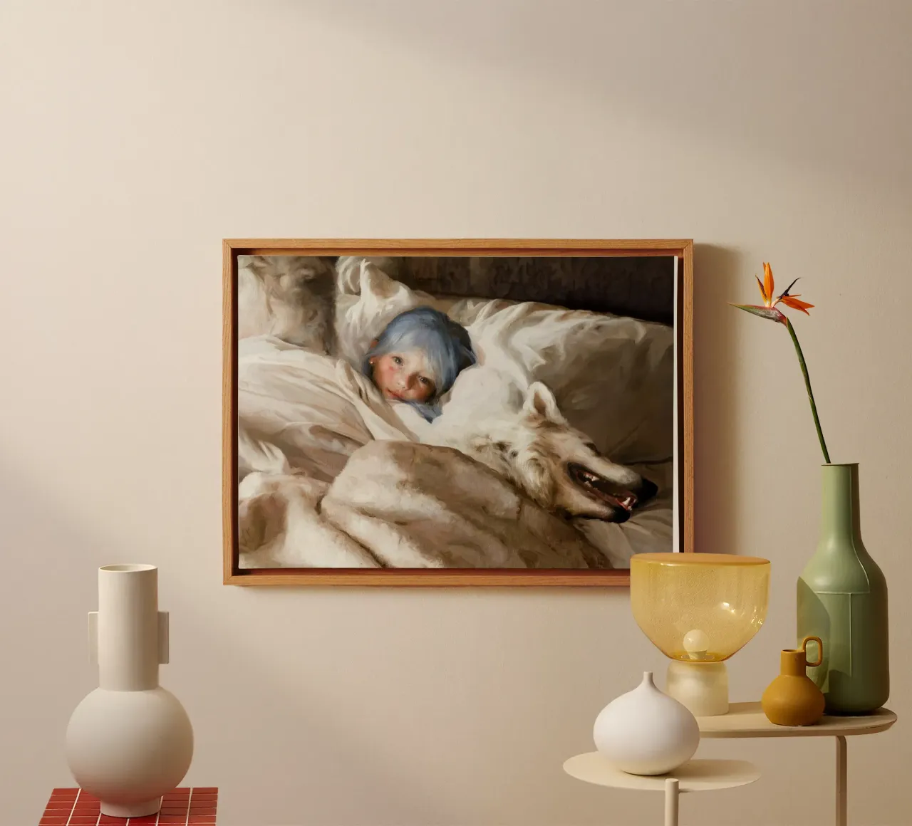 Guillermo Lorca García - De kleine jongen en de wolf canvas met Baklijst van The Poster UK