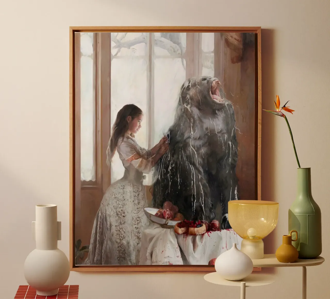 Guillermo Lorca García Woman And Gorilla tela con Cornice a cassetta da The Poster UK