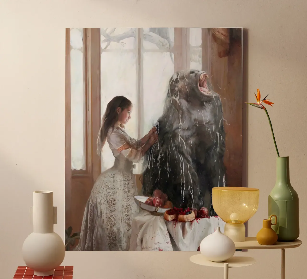 Guillermo Lorca García Woman And Gorilla tela con Cornice a cassetta da The Poster UK