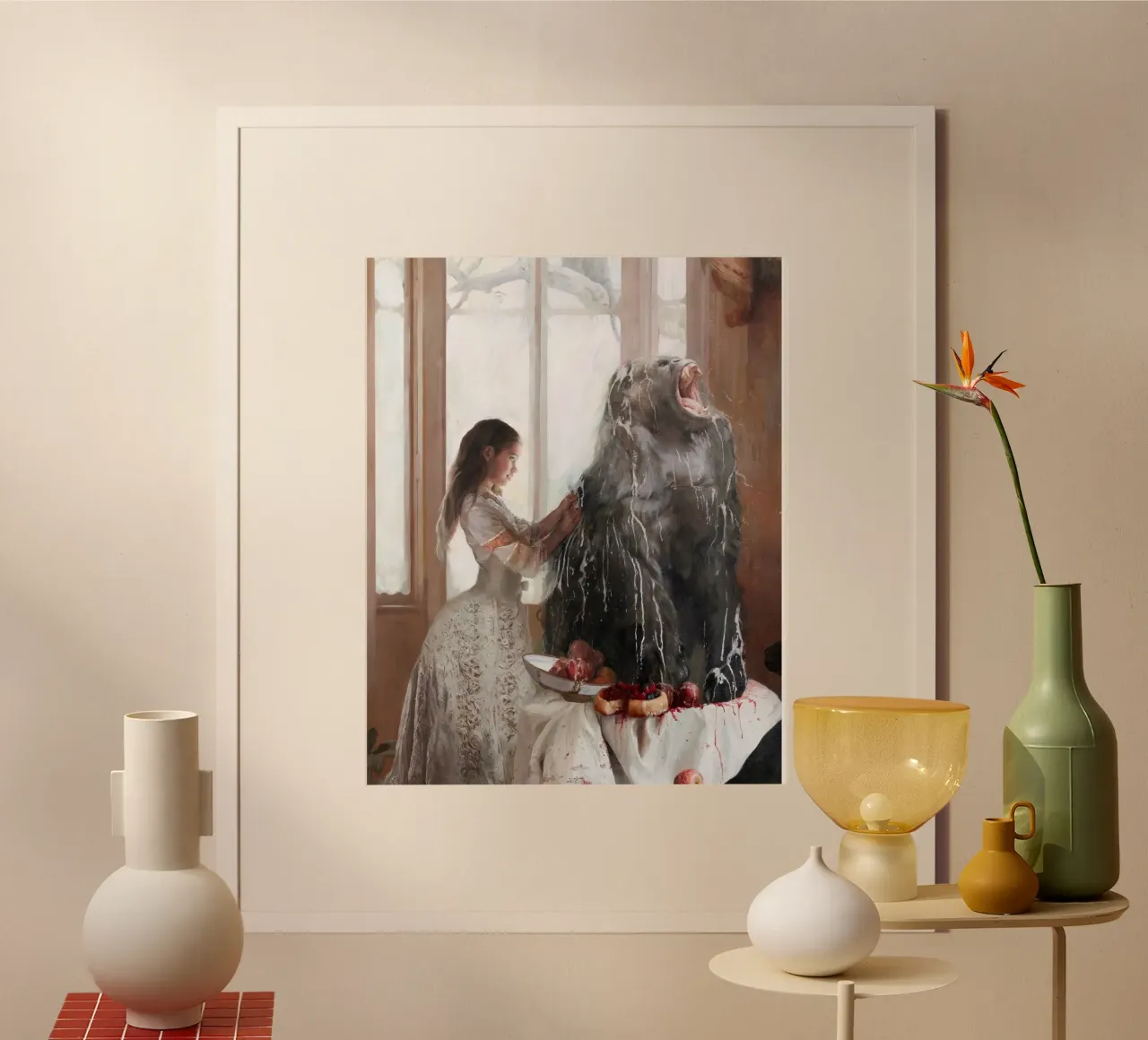 Guillermo Lorca García Woman And Gorilla poster con telaio in legno da The Poster UK