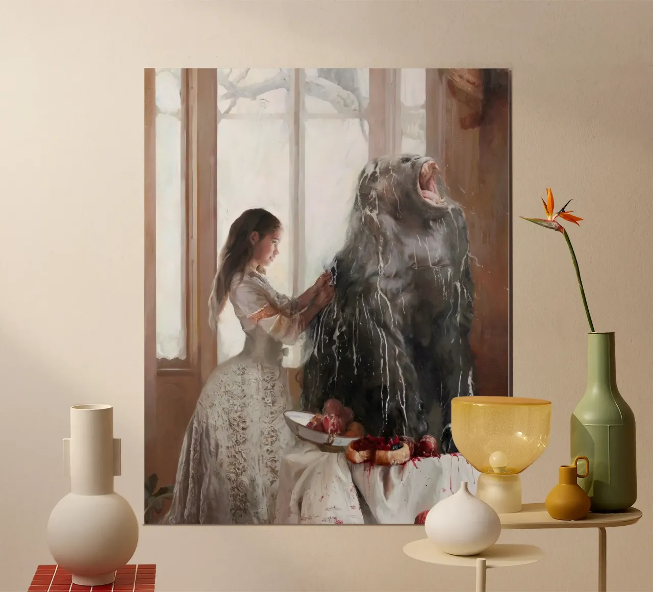 Guillermo Lorca García Woman And Gorilla poster con telaio in legno da The Poster UK