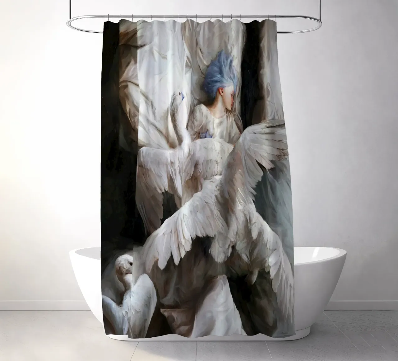 Guillermo Lorca García Il cigno addormentato tenda da doccia da The Poster UK