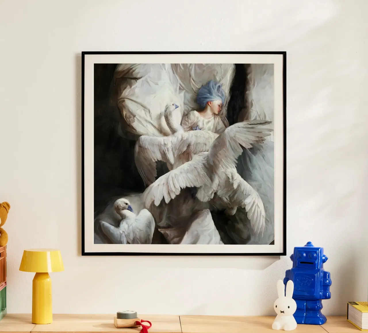 Guillermo Lorca García Il cigno addormentato poster con telaio in legno da The Poster UK