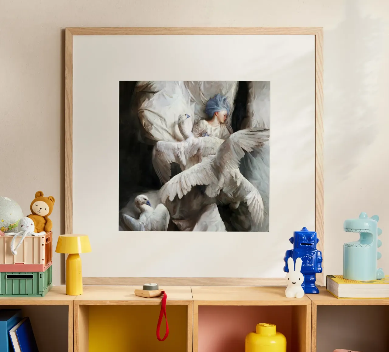 Guillermo Lorca García Il cigno addormentato poster con telaio in legno da The Poster UK