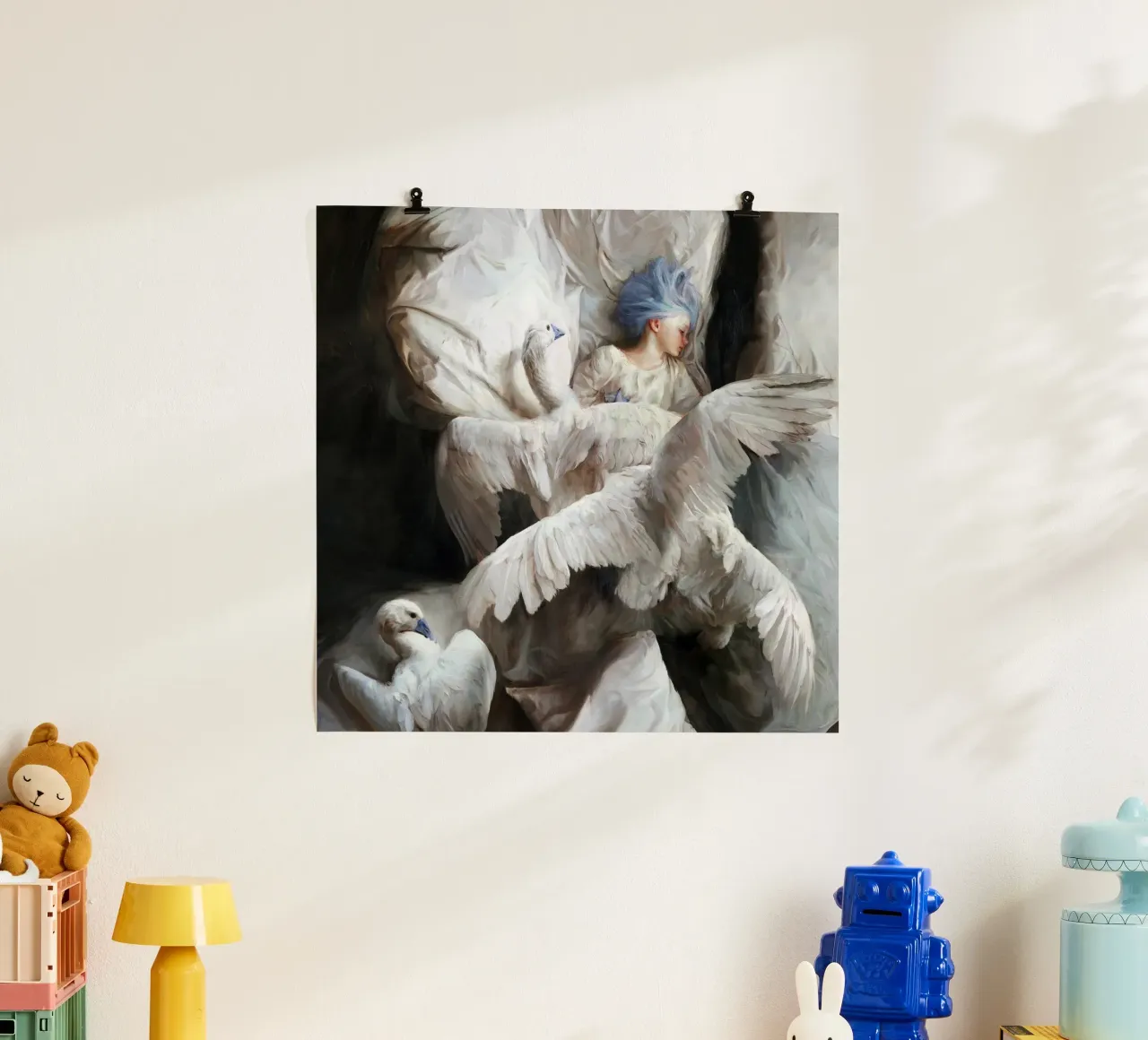 Guillermo Lorca García Il cigno addormentato poster con telaio in legno da The Poster UK
