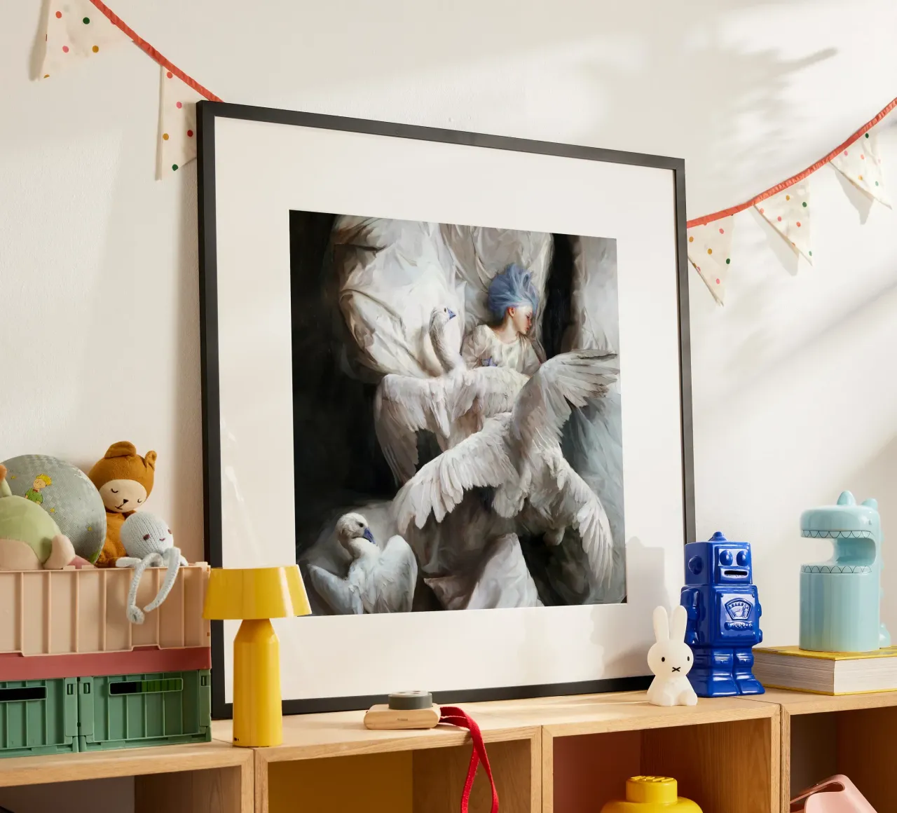 Guillermo Lorca García Il cigno addormentato poster con telaio in legno da The Poster UK