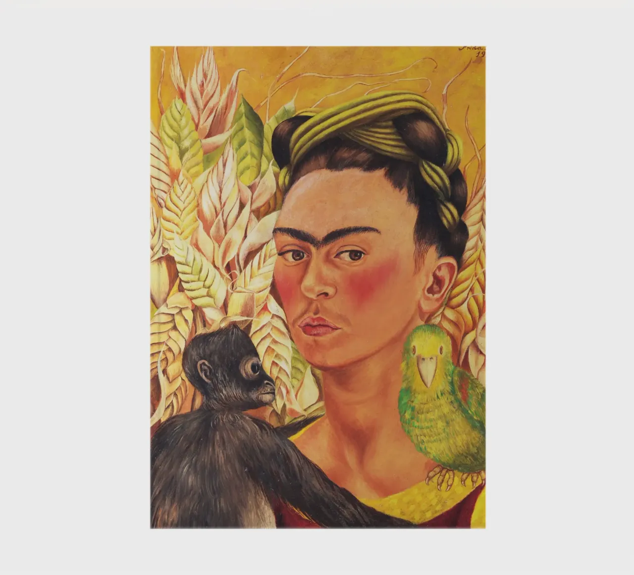 Frida Kahlo's Self-Portrait with Monkey and Parrot notebook by Venus Art