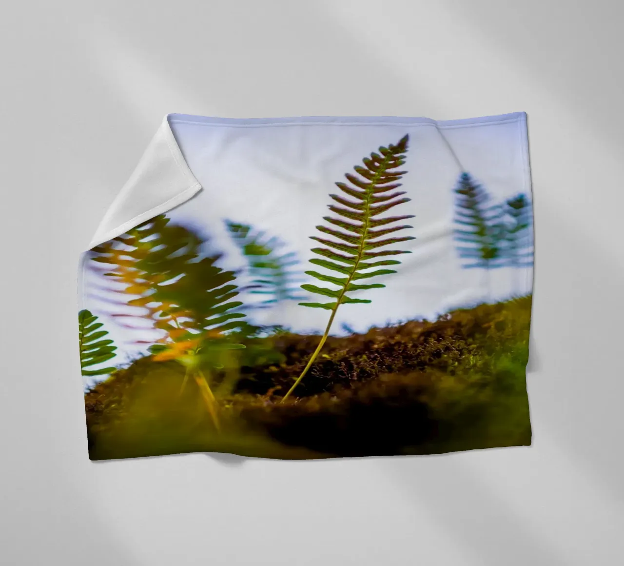 Several young ferns out of focus - macro photography fleece blanket by 5ecken