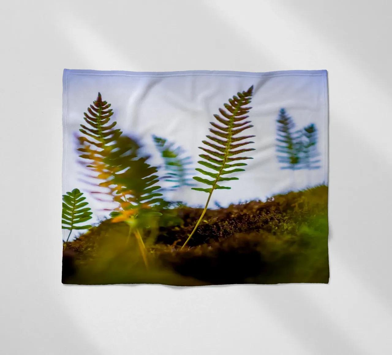 Several young ferns out of focus - macro photography fleece blanket by 5ecken