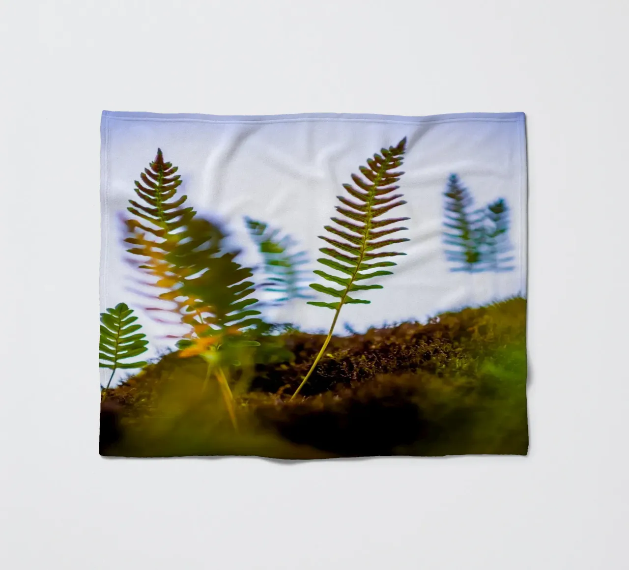 Several young ferns out of focus - macro photography fleece blanket by 5ecken