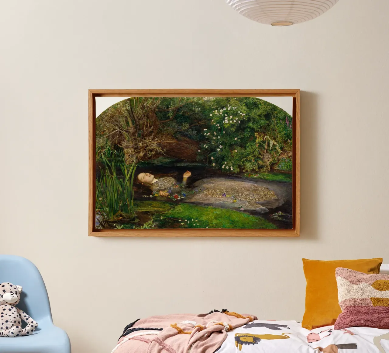 L'Ofelia di John Everett Millais tela con Cornice a cassetta da Venus Art