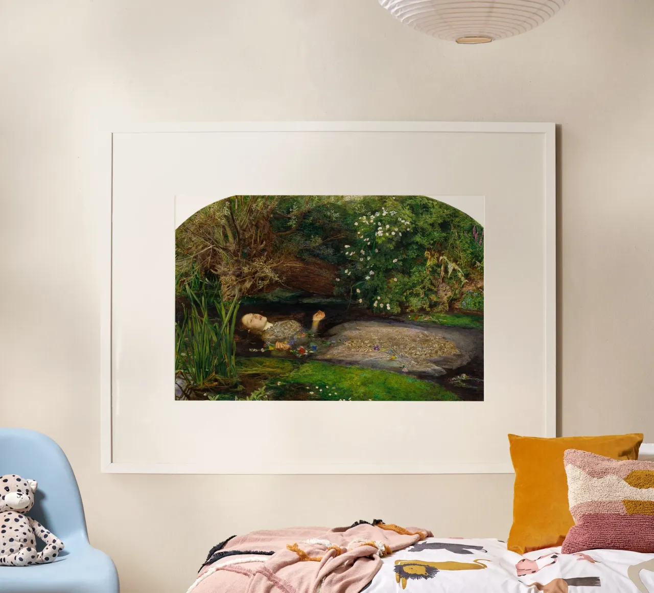 L'Ofelia di John Everett Millais poster con telaio in legno da Venus Art