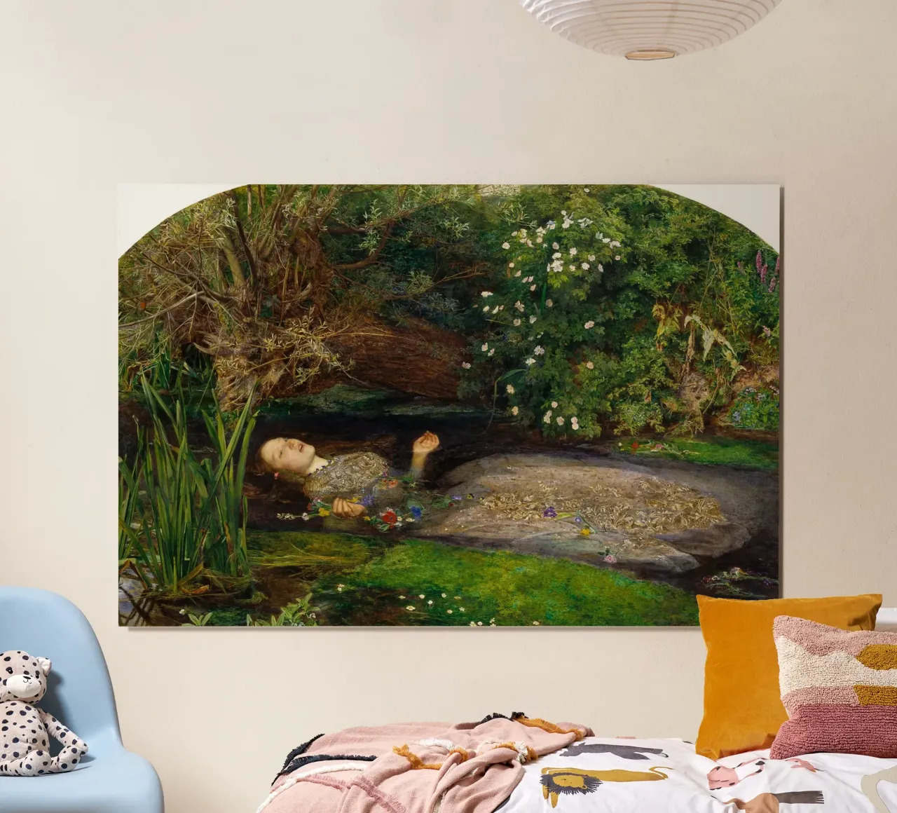 L'Ofelia di John Everett Millais poster con telaio in legno da Venus Art