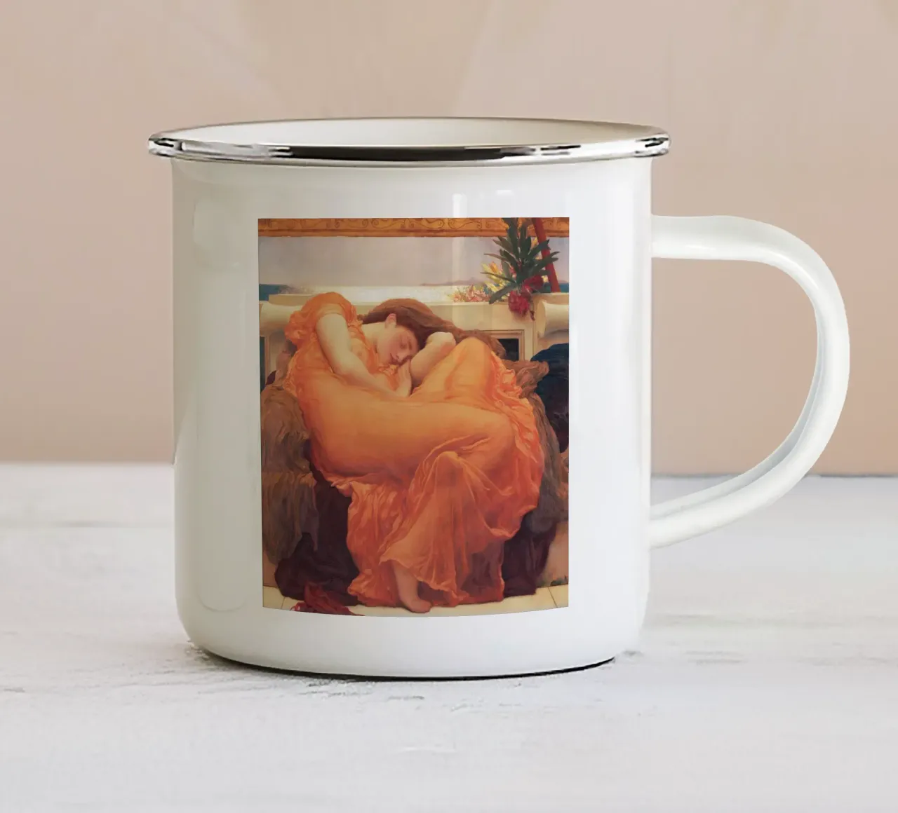 Giugno fiammeggiante di Lord Frederic Leighton tazza in smalto da Venus Art