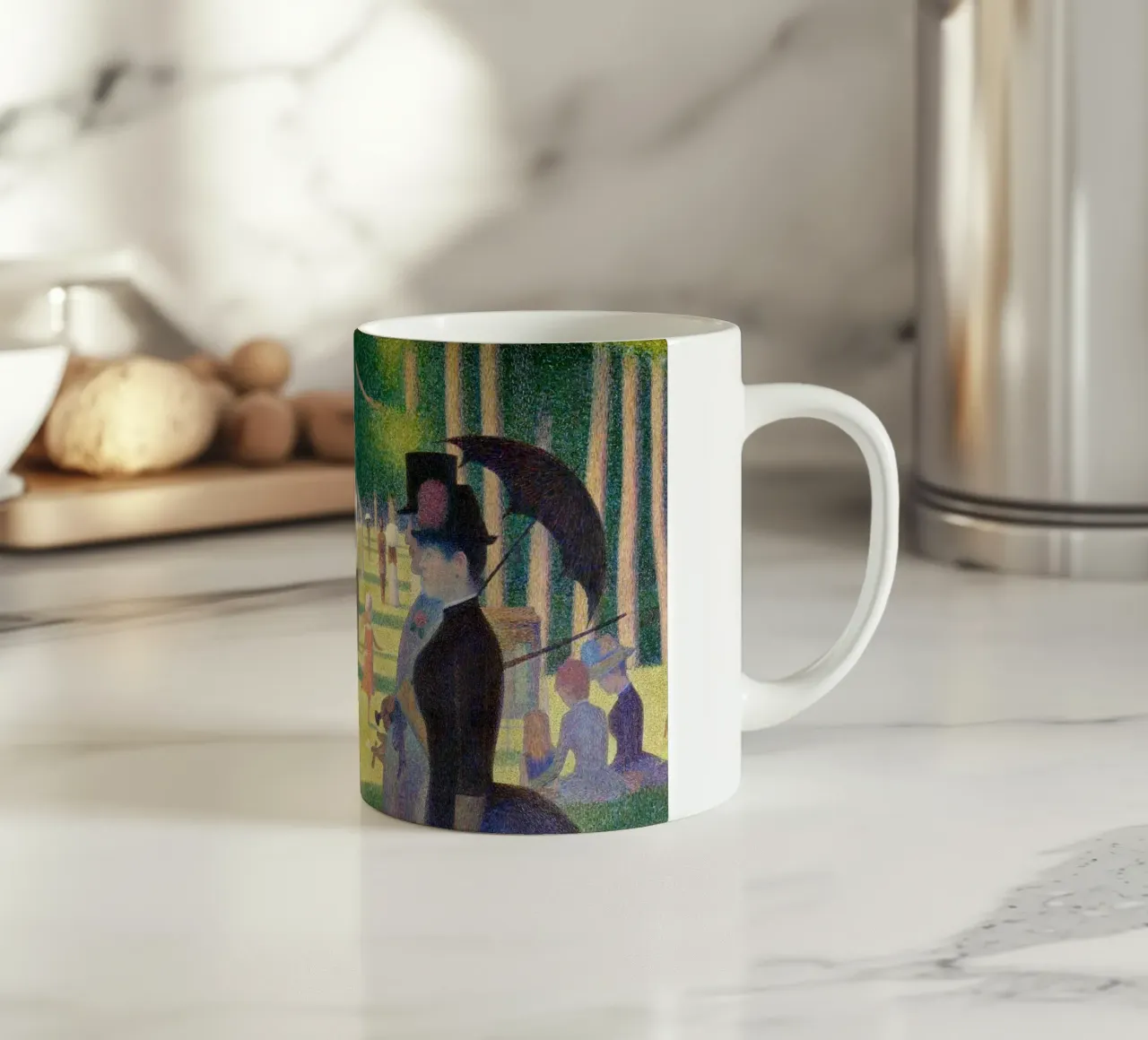 Detail A Sunday Afternoon on the Island of La Grande Jatte tazza in ceramica da Venus Art