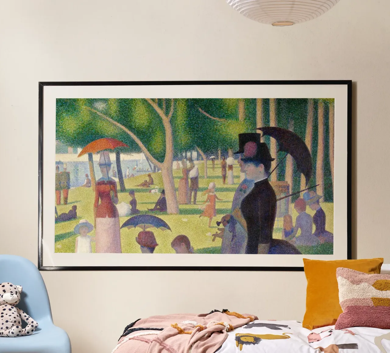 Detail A Sunday Afternoon on the Island of La Grande Jatte poster con telaio in plastica da Venus Art