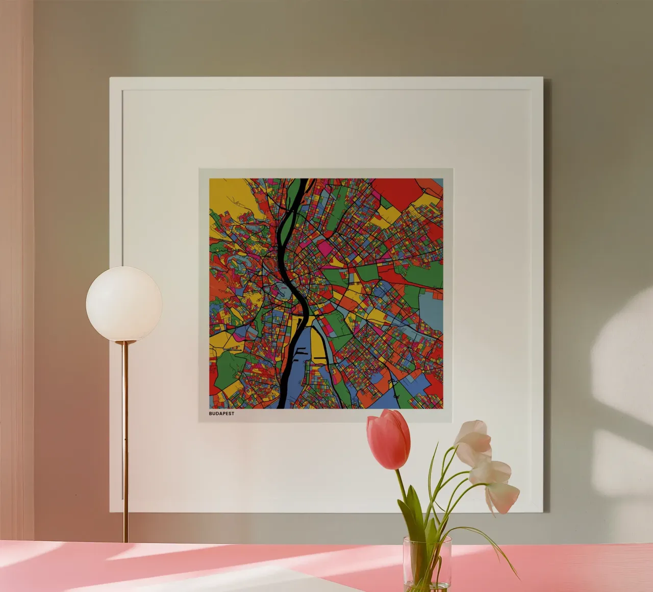 Budapest poster con telaio in legno da The Cartography Collection