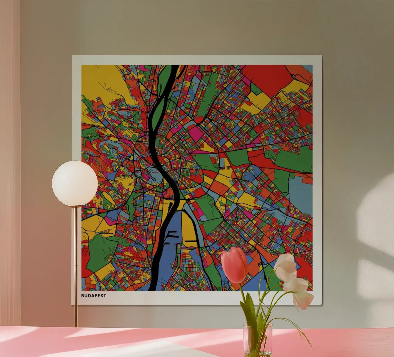 Budapest poster con telaio in legno da The Cartography Collection