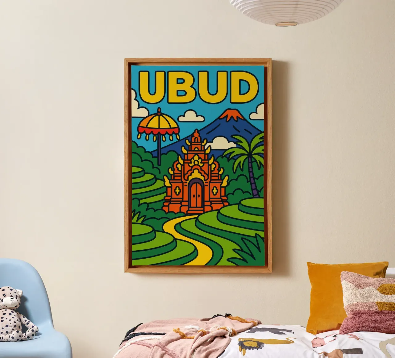Ubud - Il cuore spirituale di Bali tela con Cornice a cassetta da JETLAG | affiches voyage