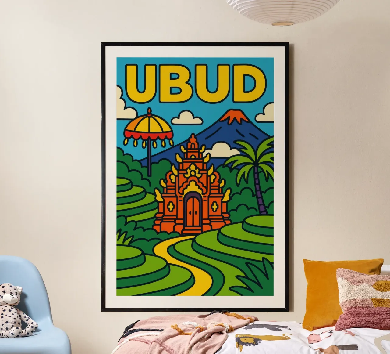 Ubud - Il cuore spirituale di Bali poster con telaio in plastica da JETLAG | affiches voyage