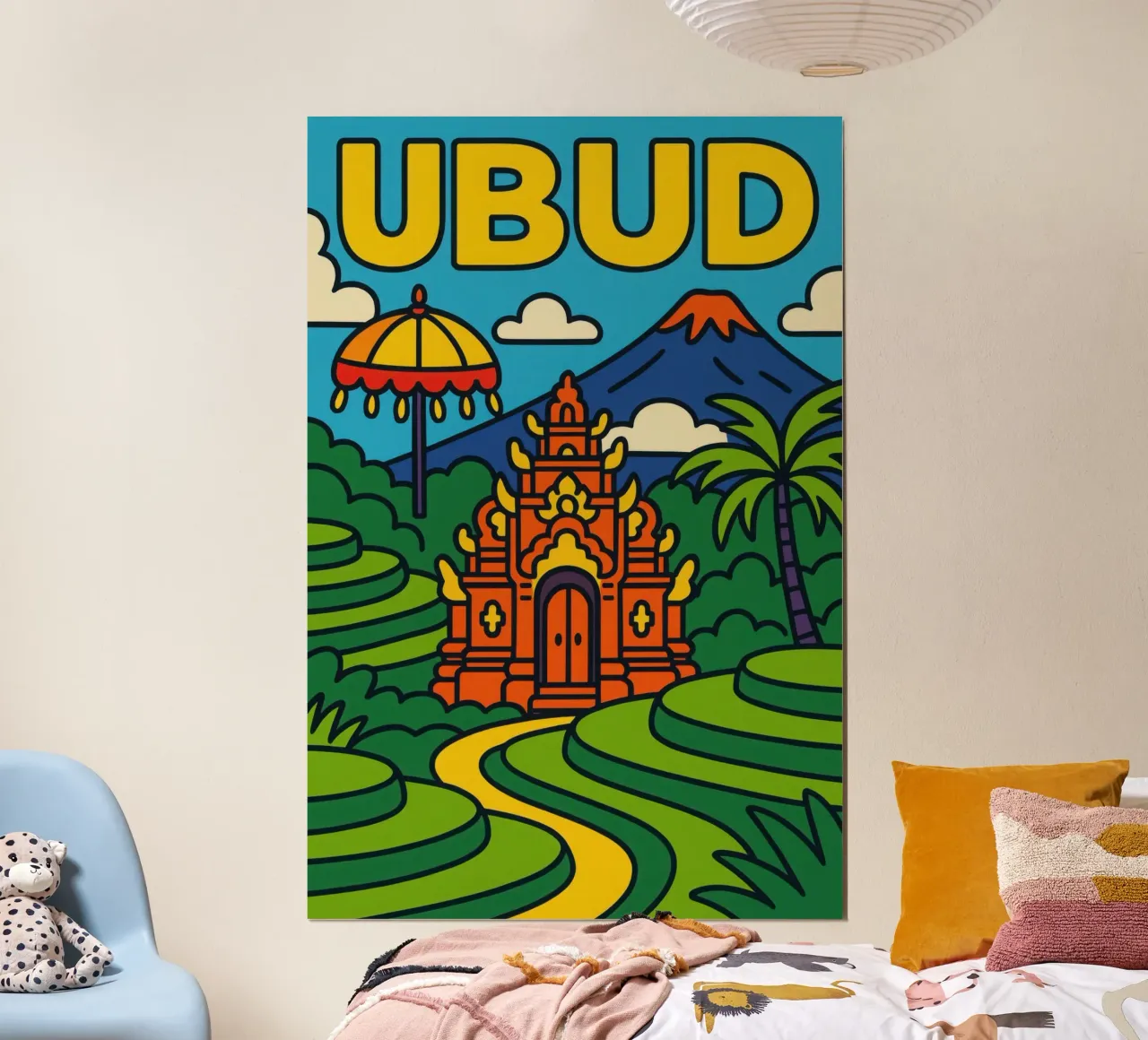 Ubud - Il cuore spirituale di Bali poster con telaio in plastica da JETLAG | affiches voyage