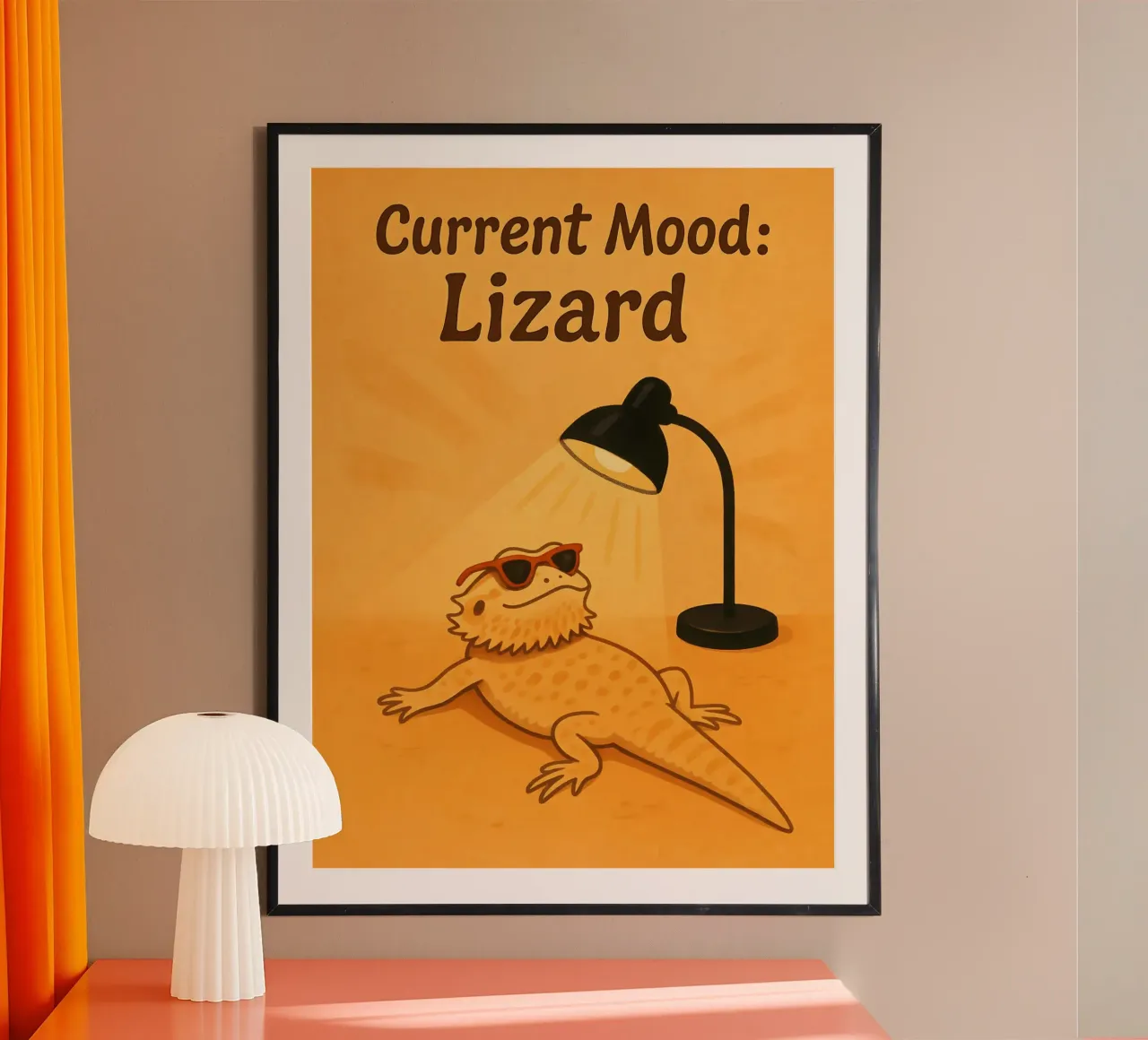 Meme divertente della lucertola poster con telaio in alluminio da Funny Humor Art