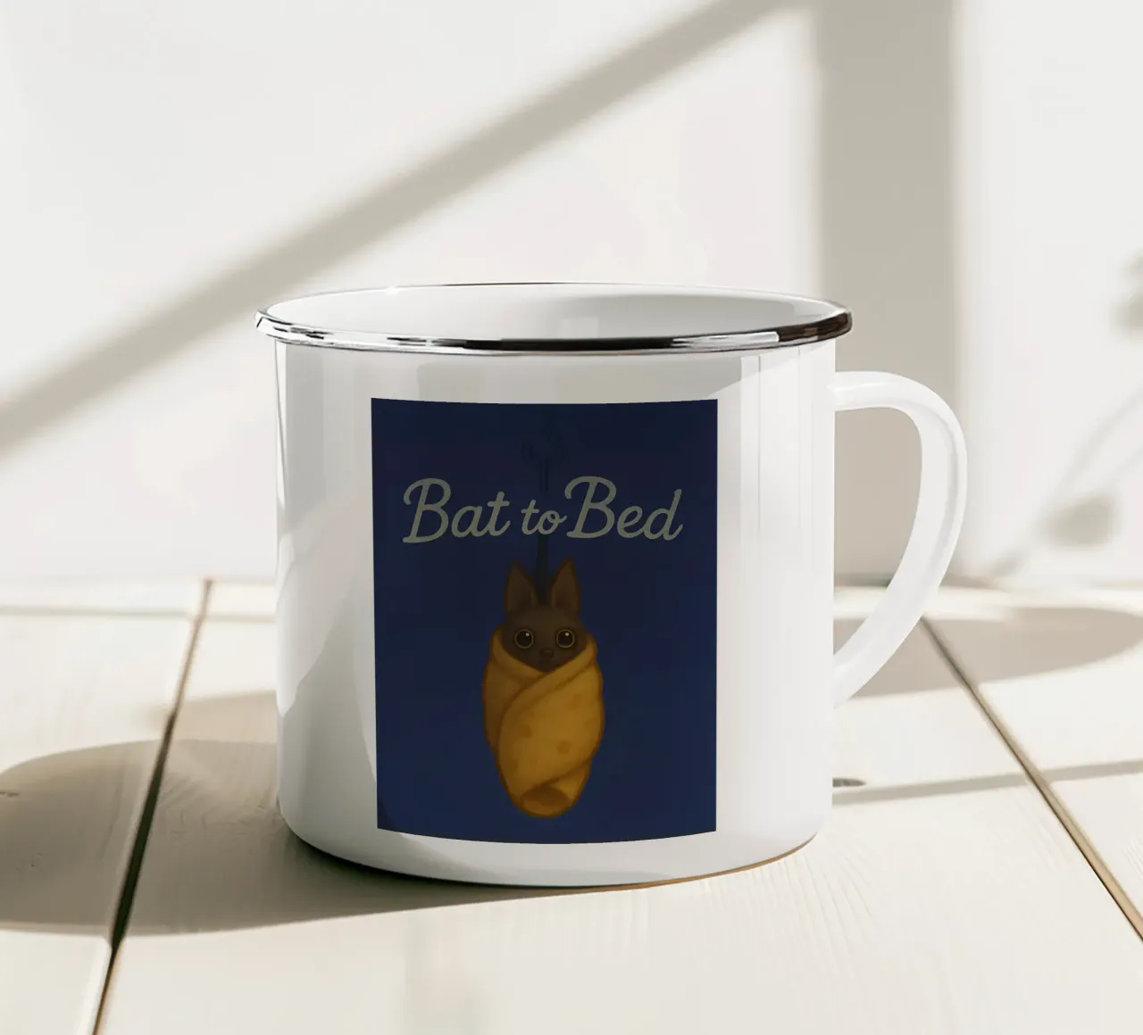 Meme divertente sui pipistrelli tazza in smalto da Funny Humor Art