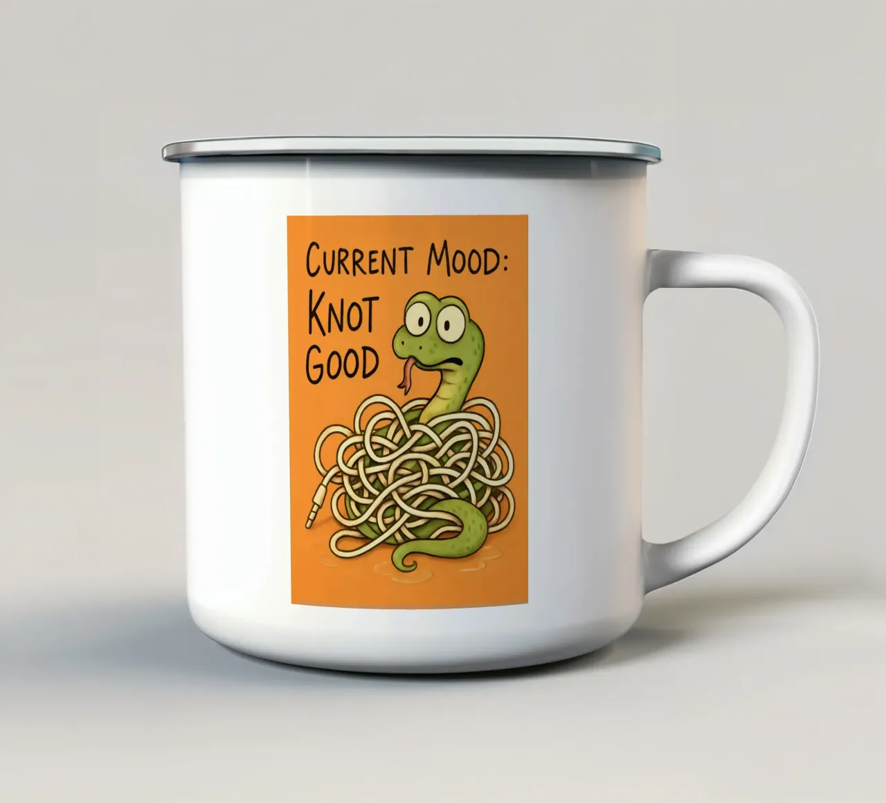 Meme divertente sul serpente tazza in smalto da Funny Humor Art