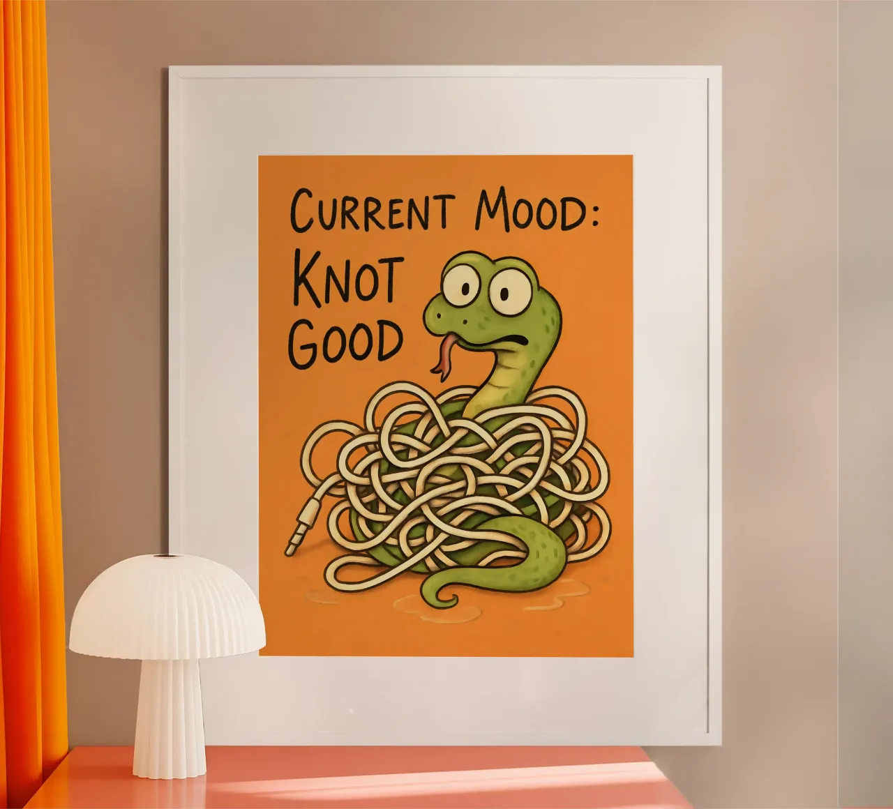 Meme divertente sul serpente poster con telaio in alluminio da Funny Humor Art