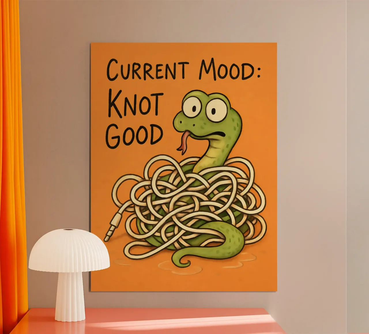 Meme divertente sul serpente poster con telaio in alluminio da Funny Humor Art
