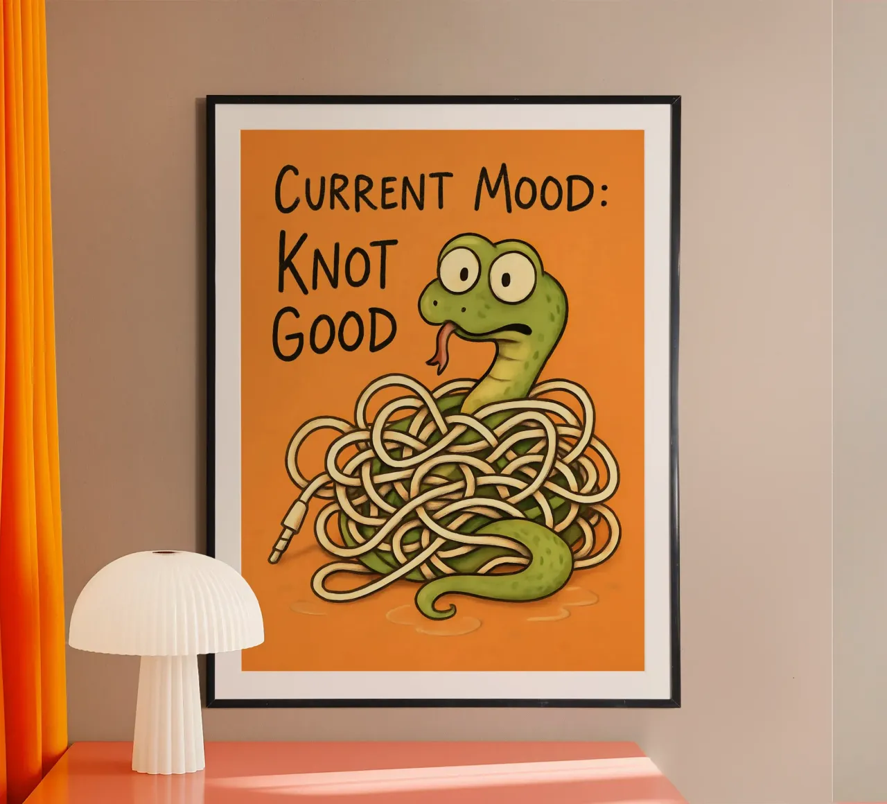 Meme divertente sul serpente poster con telaio in alluminio da Funny Humor Art