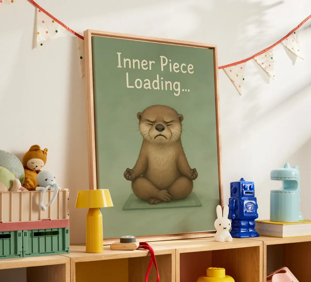 Grappige Otter Meditatie Meme canvas met Baklijst van Funny Humor Art