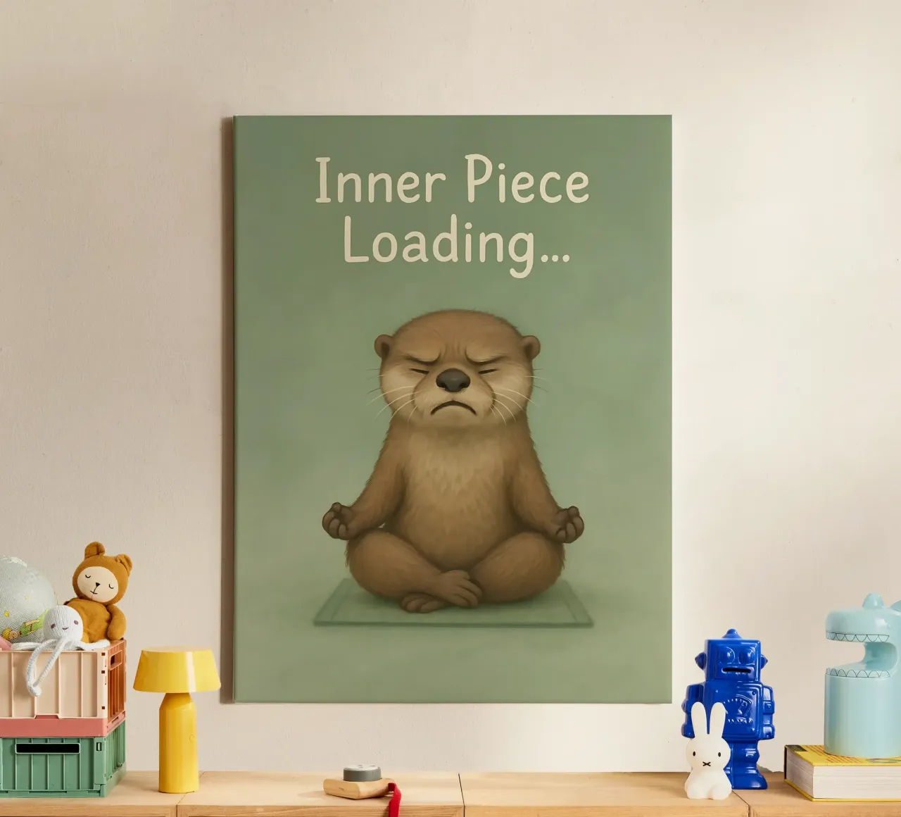 Grappige Otter Meditatie Meme canvas met Baklijst van Funny Humor Art