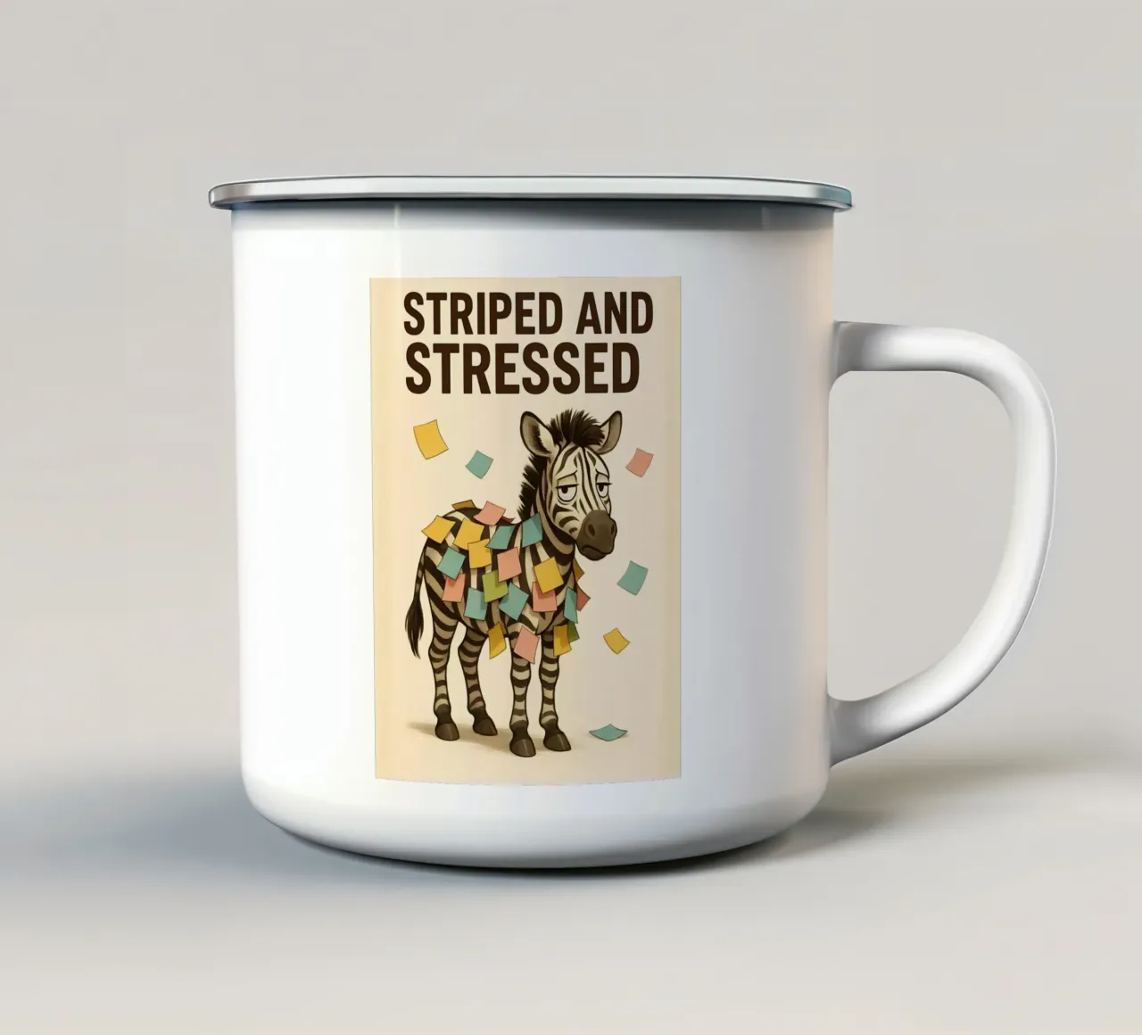 Grappige zebra meme emaille mok van Funny Humor Art
