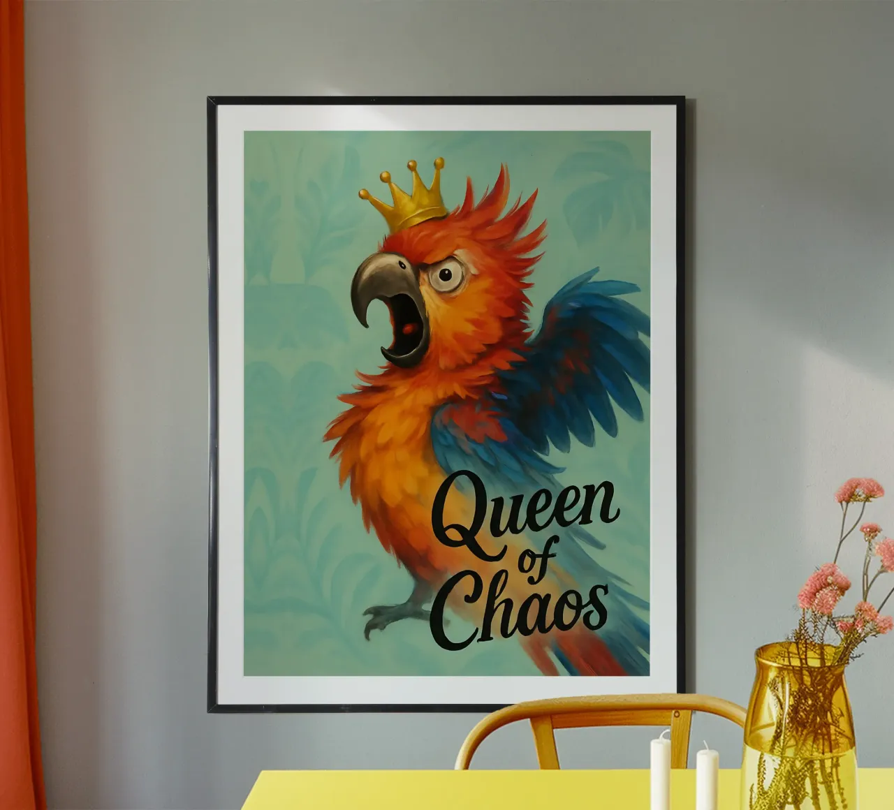 Meme divertente sul pappagallo poster con telaio in alluminio da Funny Humor Art