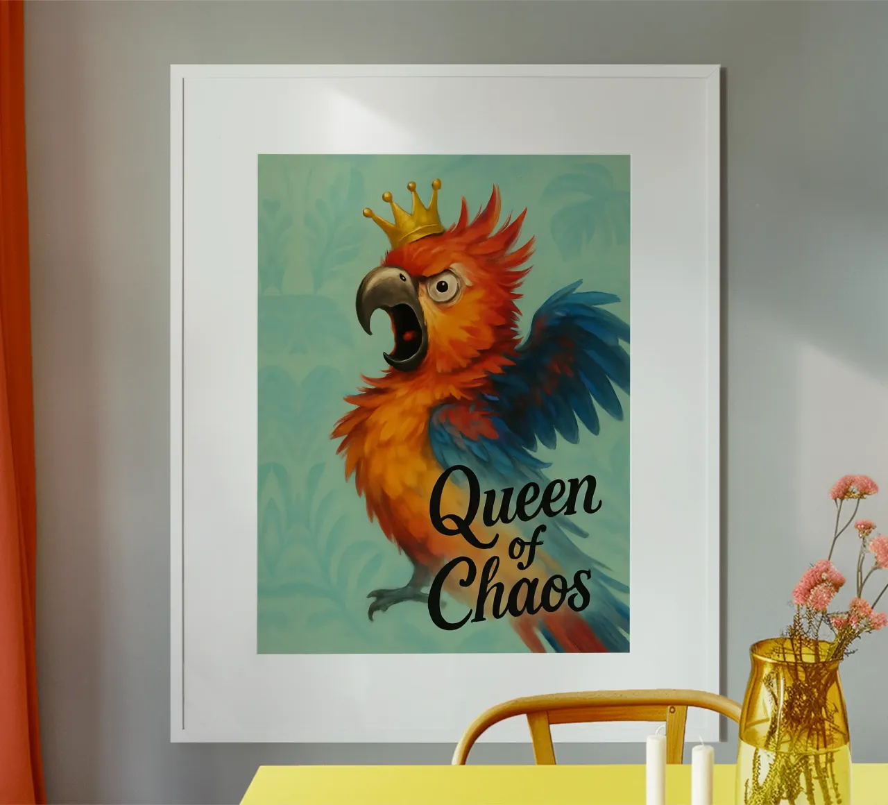 Meme divertente sul pappagallo poster con telaio in alluminio da Funny Humor Art