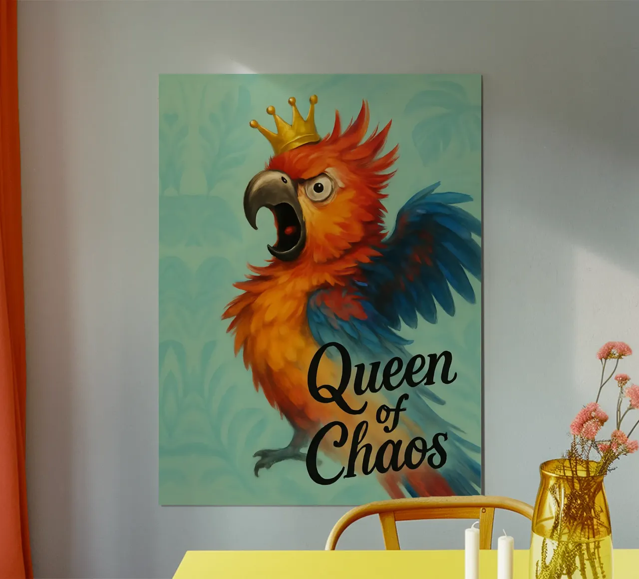 Meme divertente sul pappagallo poster con telaio in alluminio da Funny Humor Art