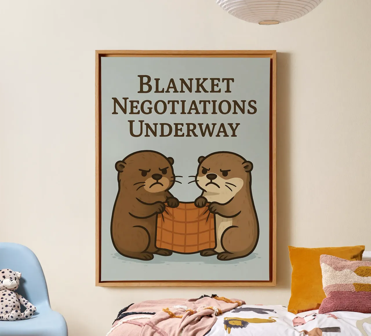 Funny Otters Meme canvas with Floater frame by Funny Humor Art