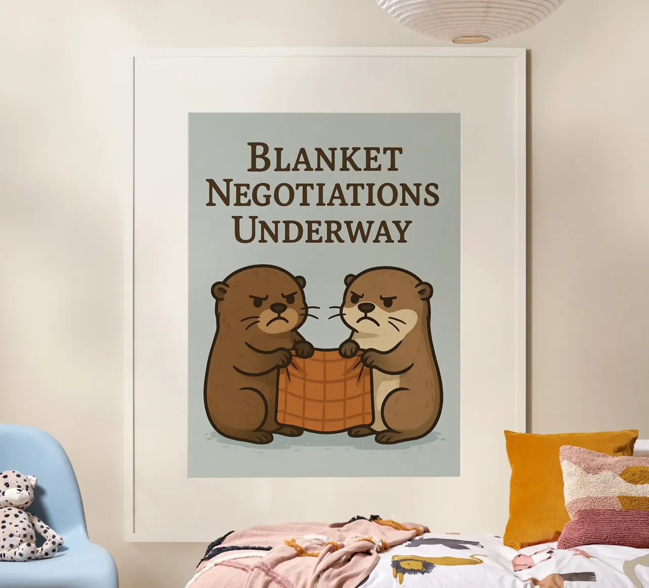 Meme divertente sulle lontre poster con telaio in plastica da Funny Humor Art