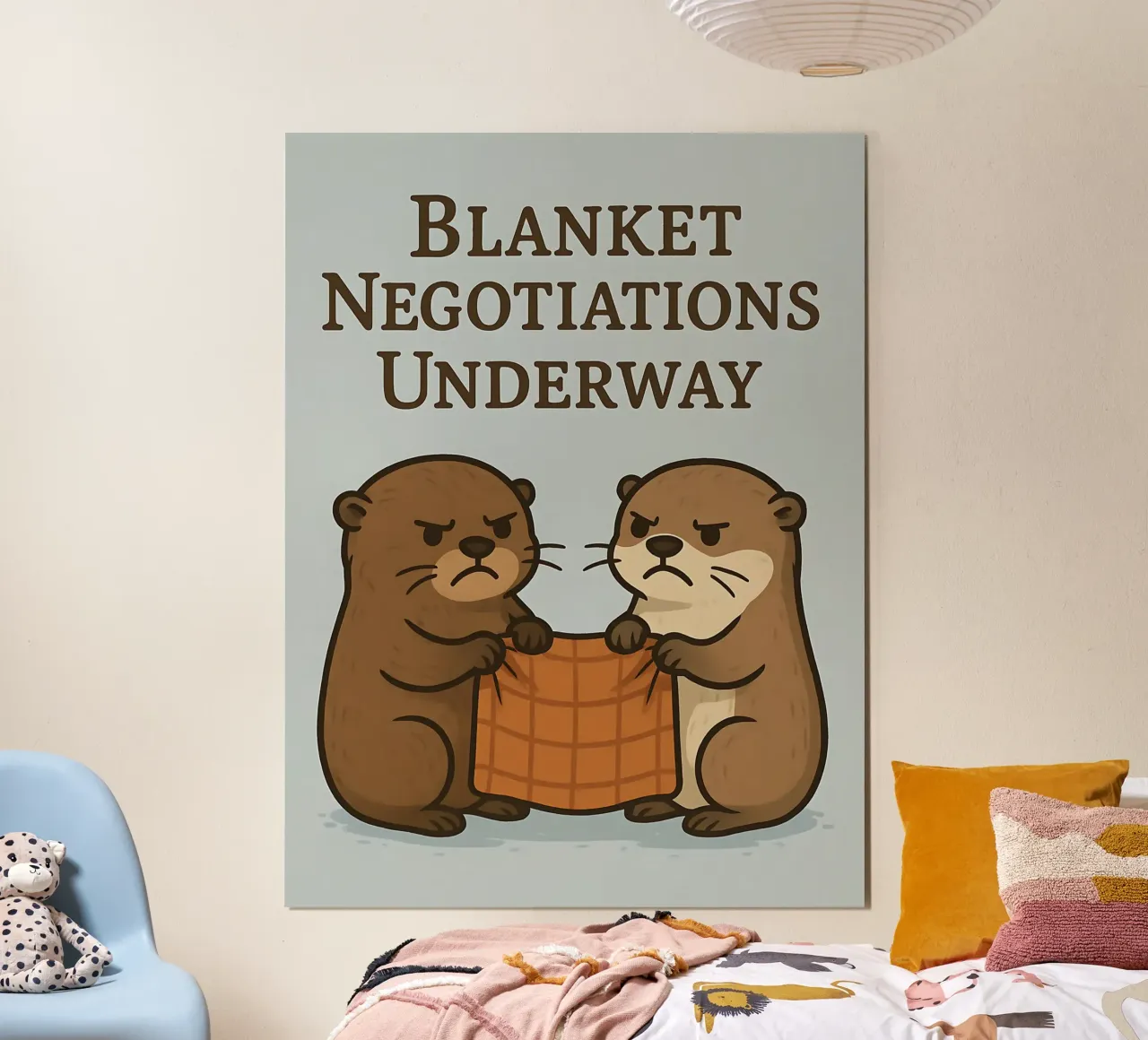 Meme divertente sulle lontre poster con telaio in plastica da Funny Humor Art
