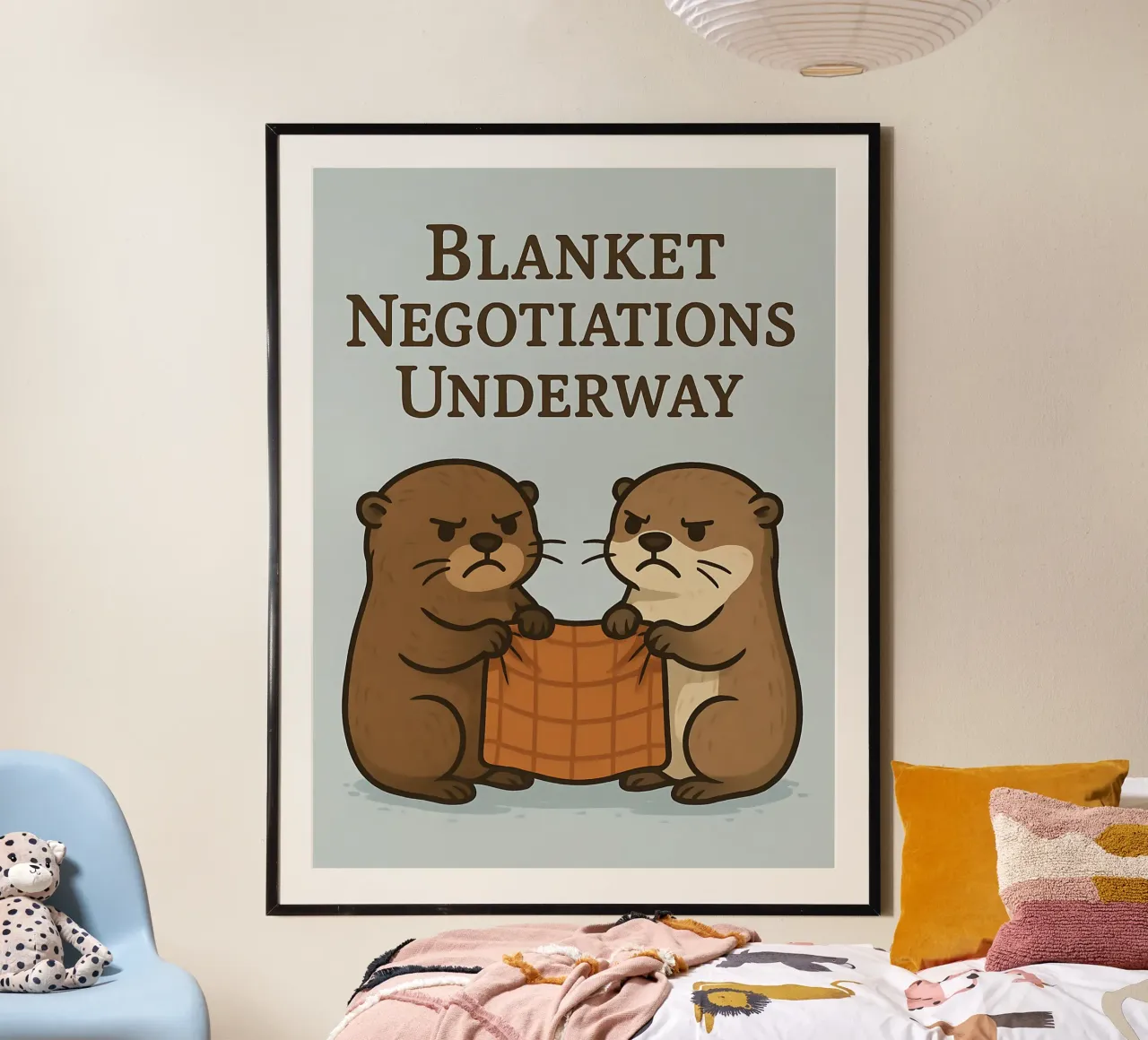 Meme divertente sulle lontre poster con telaio in plastica da Funny Humor Art
