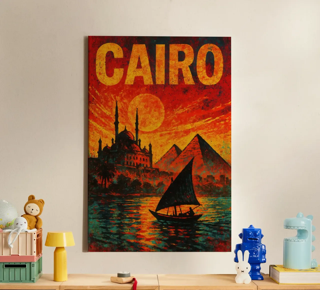 Cairo - Journey to the heart of legends canvas with Floater frame by JETLAG | affiches voyage