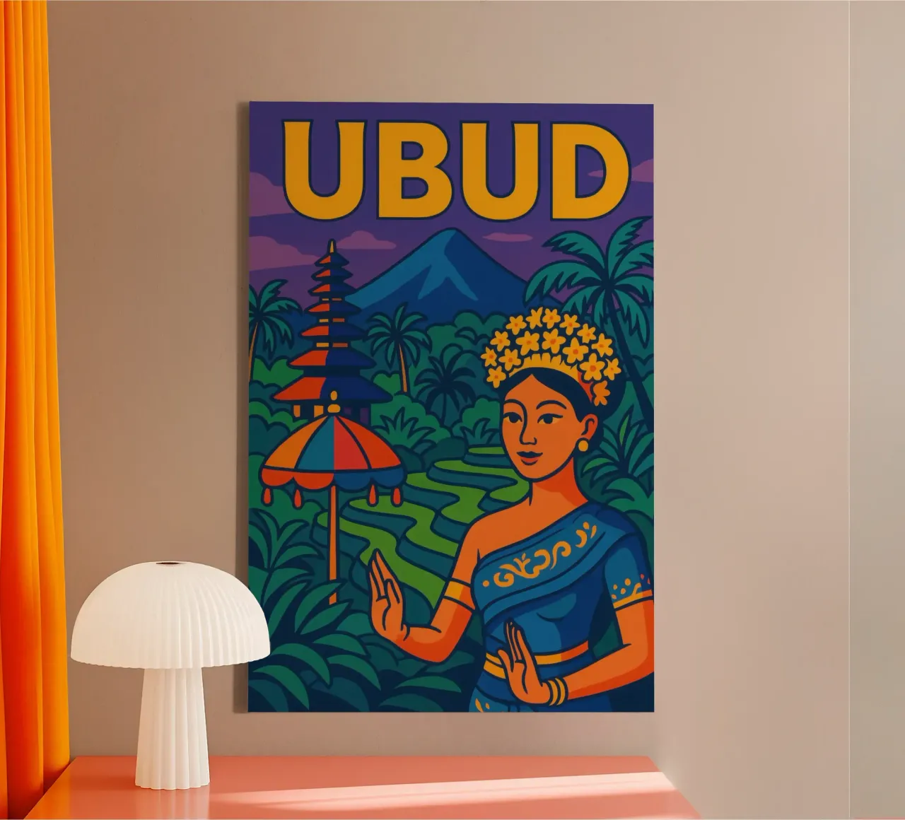 Ubud - L'anima spirituale di Bali tela con Cornice a cassetta da JETLAG | affiches voyage