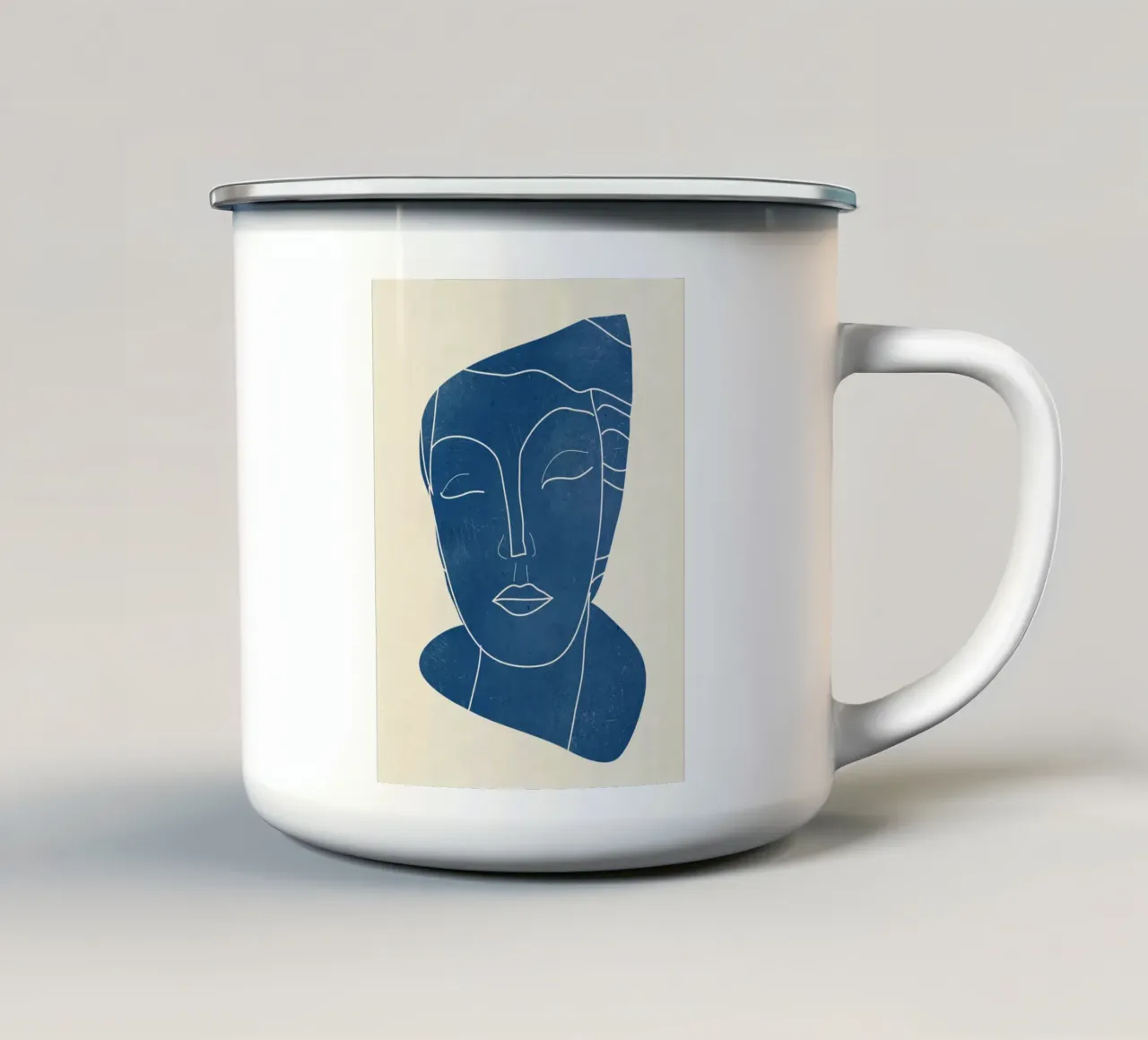 Ritratto di signora Line Art minimale tazza in smalto da ThingDesign
