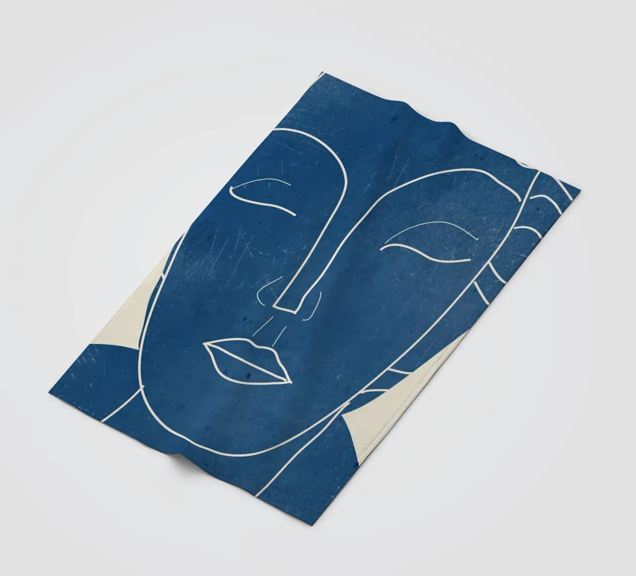 Lady Portrait Minimal Line Art fleece blanket by ThingDesign
