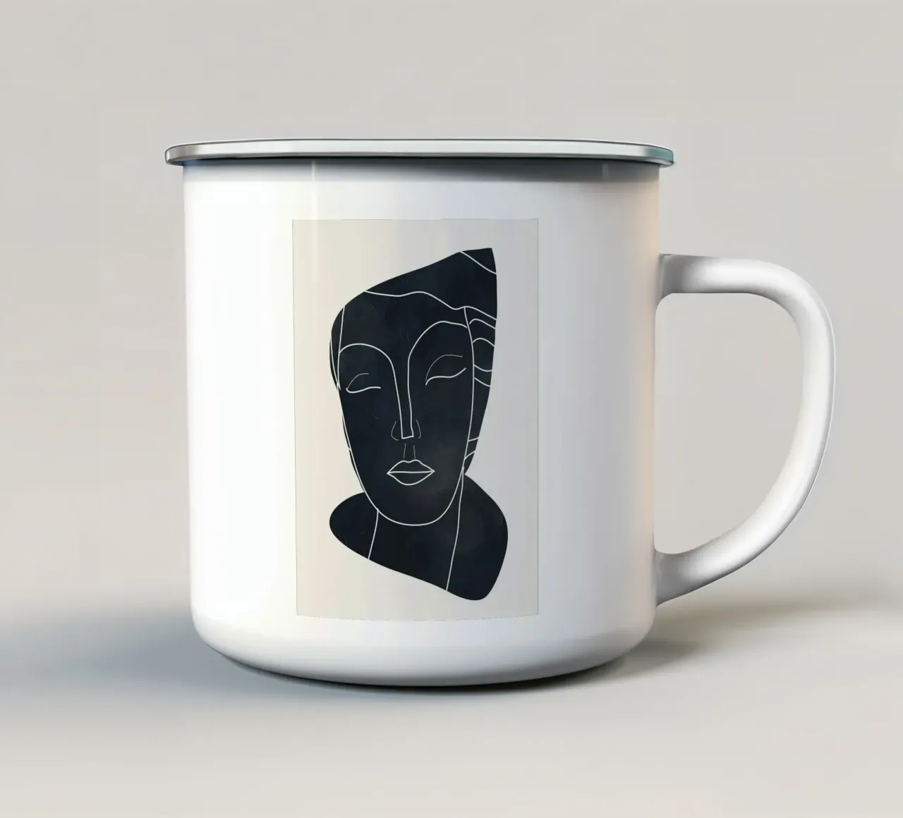Ritratto di signora Line Art minimale 2 tazza in smalto da ThingDesign