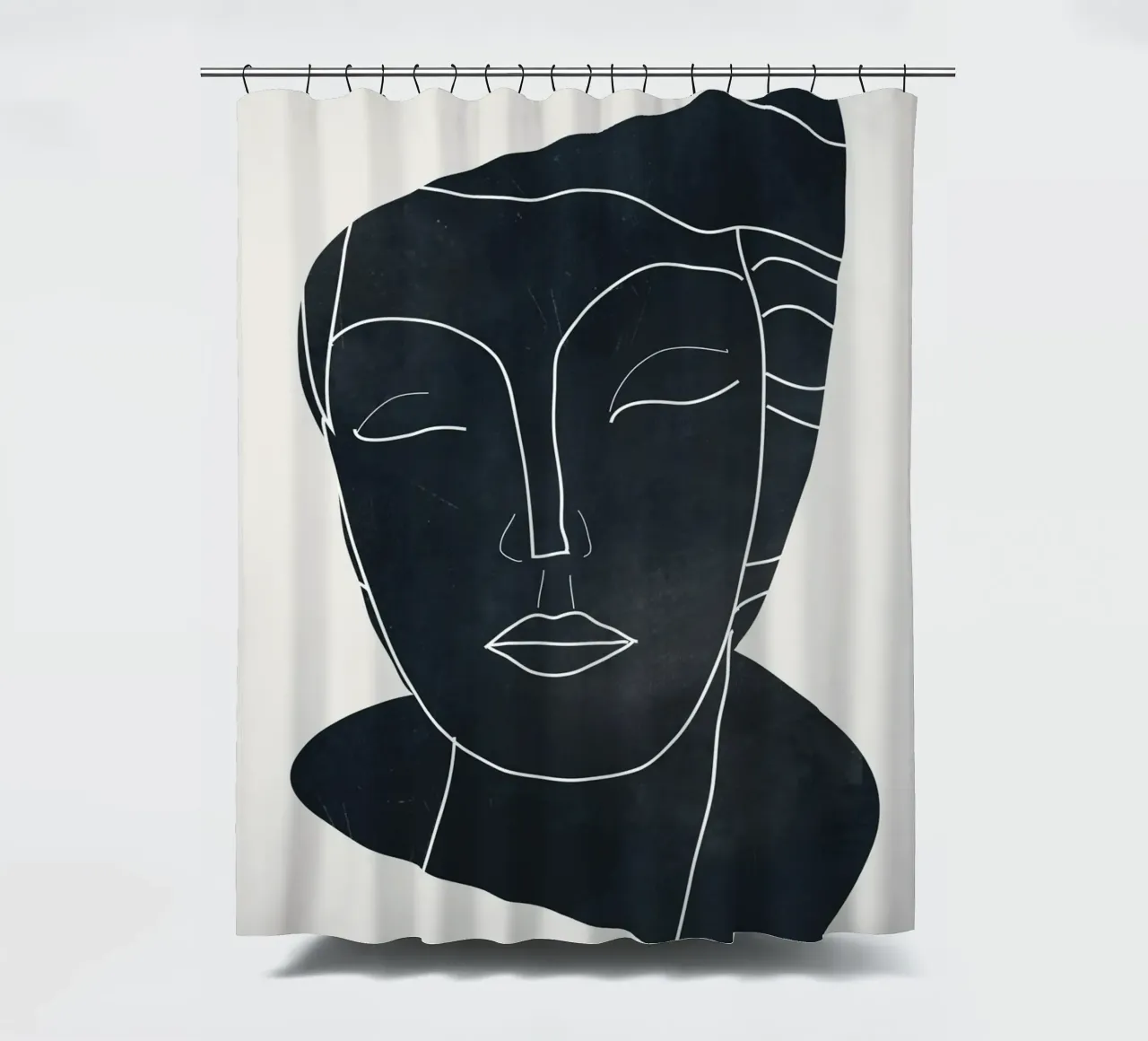 Lady Portrait Minimal Line Art 2 shower curtain by ThingDesign