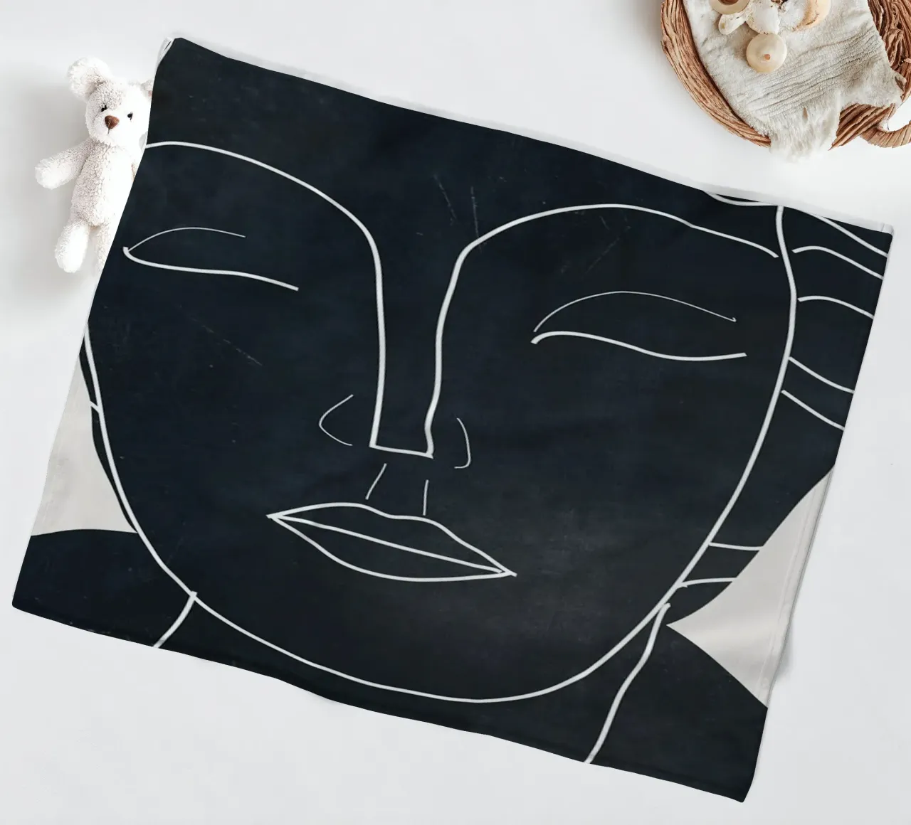 Ritratto di signora Line Art minimale 2 coperta in pile da ThingDesign