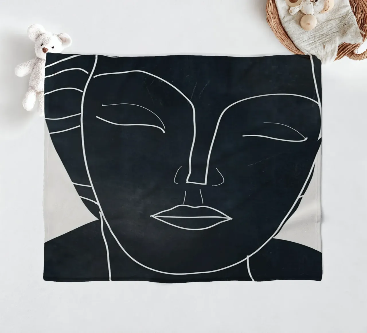 Ritratto di signora Line Art minimale 2 coperta in pile da ThingDesign
