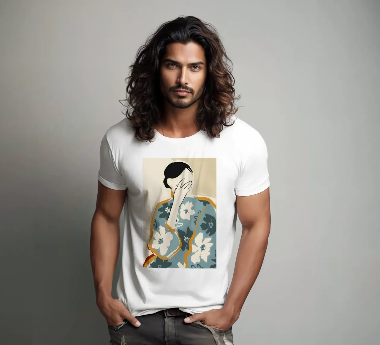 Abstract Woman with Flowers t-shirt by Boheme